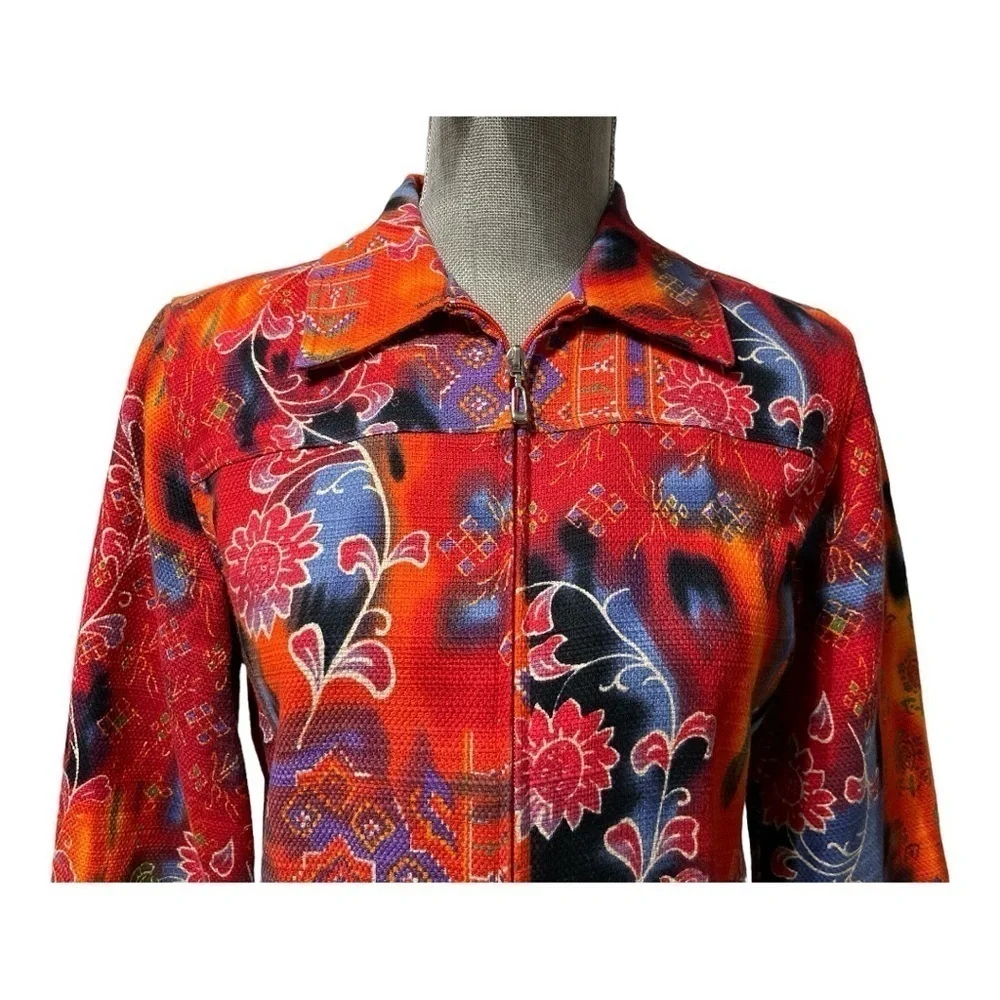 Coldwater Creek XS Southwestern Aztec Floral Zip Jacket Boho Western